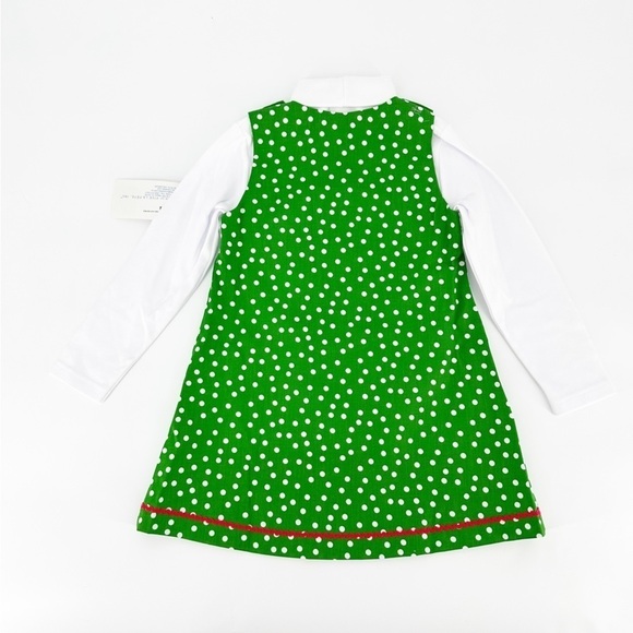 NWT Silly Goose Hand Smocked Jumper Dress Candy Cane - Picture 2 of 7